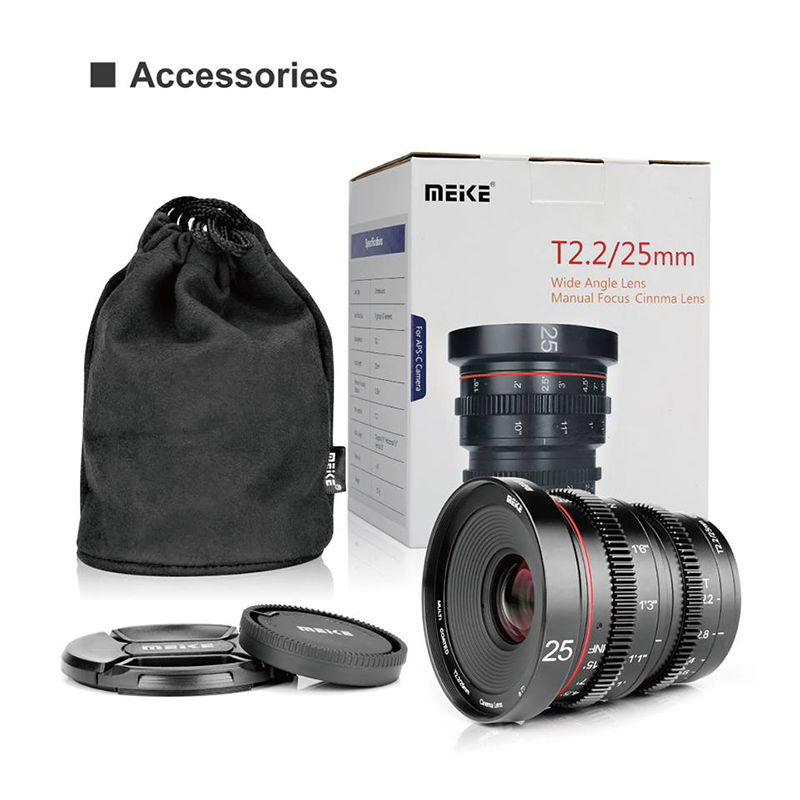 Meike MK 25mm T2.2 Manual Focus Cinema Lens for Fuji